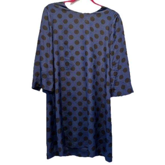 100%Silk Blue Polka Dot Shift Dress Sz‎ L Preppy Old Money Classic Tradwife Norm - Picture 10 of 16